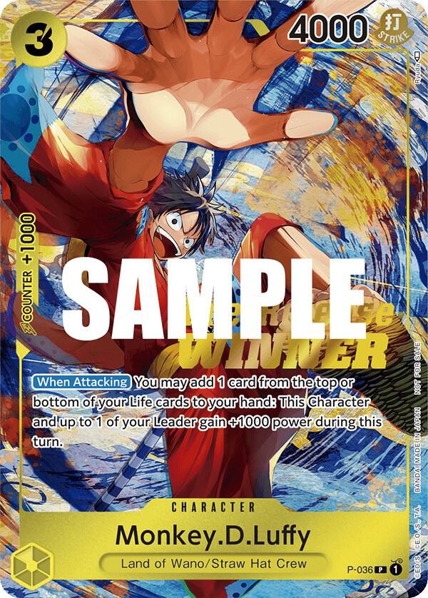 Monkey.D.Luffy (Pre-Release Tournament, Winner) - P-036 - One Piece Promotion Cards