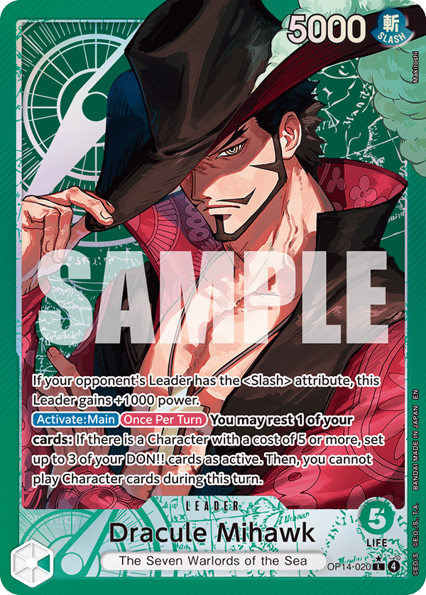 Dracule Mihawk (Alternate Art) - OP14-020 - THE AZURE SEA’S SEVEN