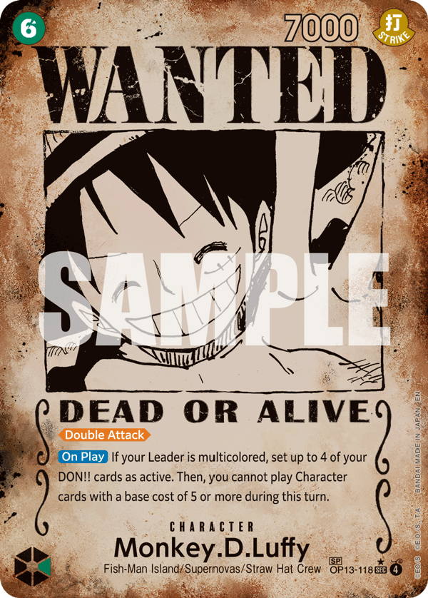 Monkey.D.Luffy (Wanted Poster) - OP13-118 - CARRYING ON HIS WILL
