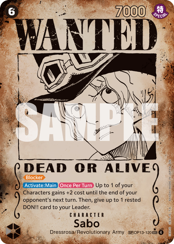 Sabo (Wanted Poster) - OP13-120 - CARRYING ON HIS WILL
