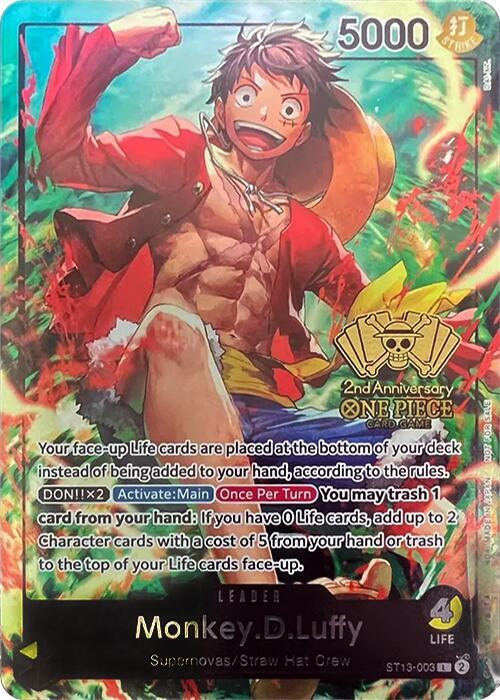 Monkey.D.Luffy (2nd Anniversary Tournament) - ST13-003 - One Piece Promotion Cards