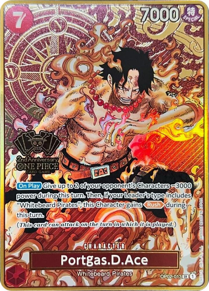 Portgas.D.Ace (One Piece Japanese Version 2nd Anniversary Set) - OP02-013 - One Piece Promotion Cards