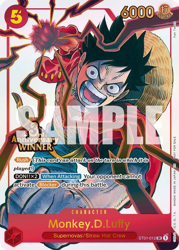 Monkey.D.Luffy (3rd Anniversary Winner) - ST01-012 - One Piece Promotion Cards