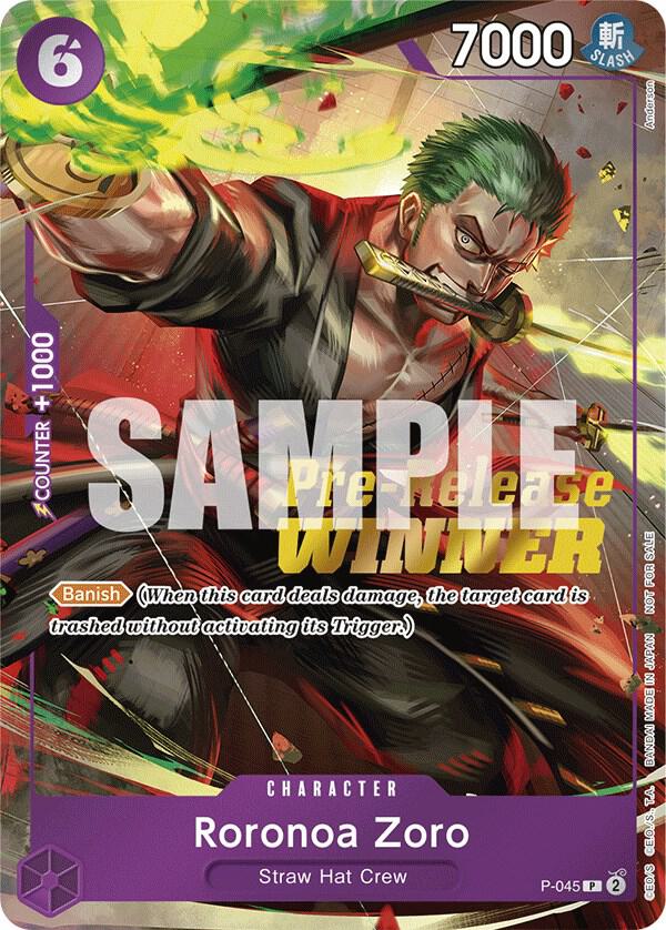 Roronoa Zoro (OP-06 Pre-Release Tournament, Winner) - P-045 - One Piece Promotion Cards