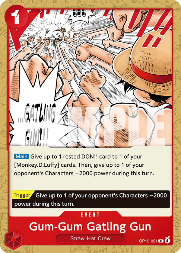 Gum-Gum Gatling Gun - OP13-021 - RED Monkey.D.Luffy