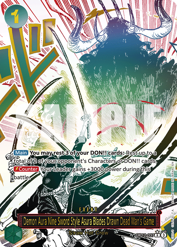 Demon Aura Nine Sword Style Asura Blades Drawn Dead Man's Game (Alternate Art) - OP12-037 - LEGACY OF THE MASTER