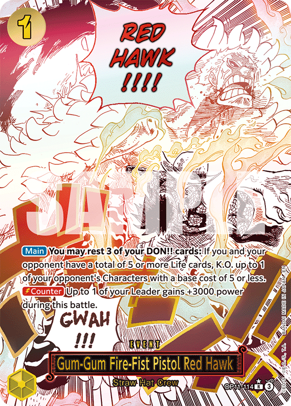 Gum-Gum Fire-Fist Pistol Red Hawk (Alternate Art) - OP11-114 - A FIST OF DIVINE SPEED