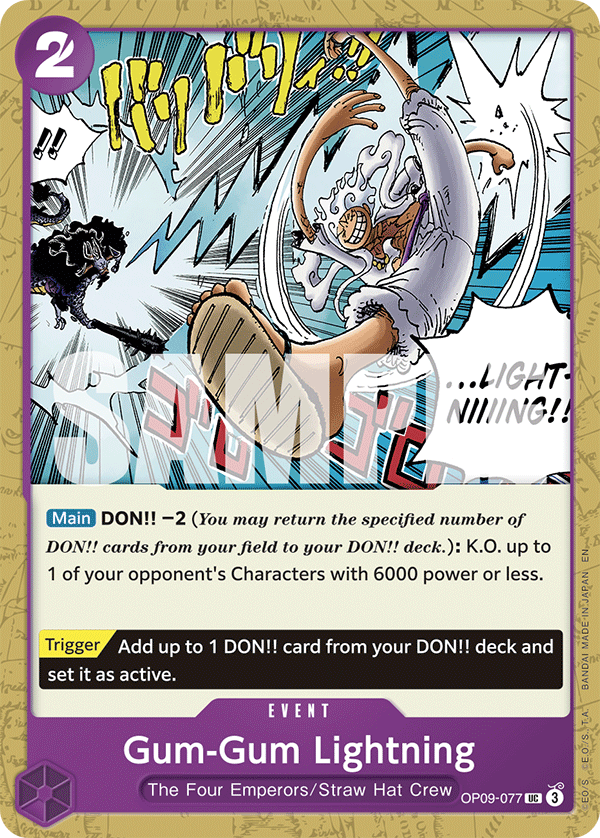 Gum-Gum Lightning - OP09-077 - PURPLE/BLACK Monkey.D.Luffy